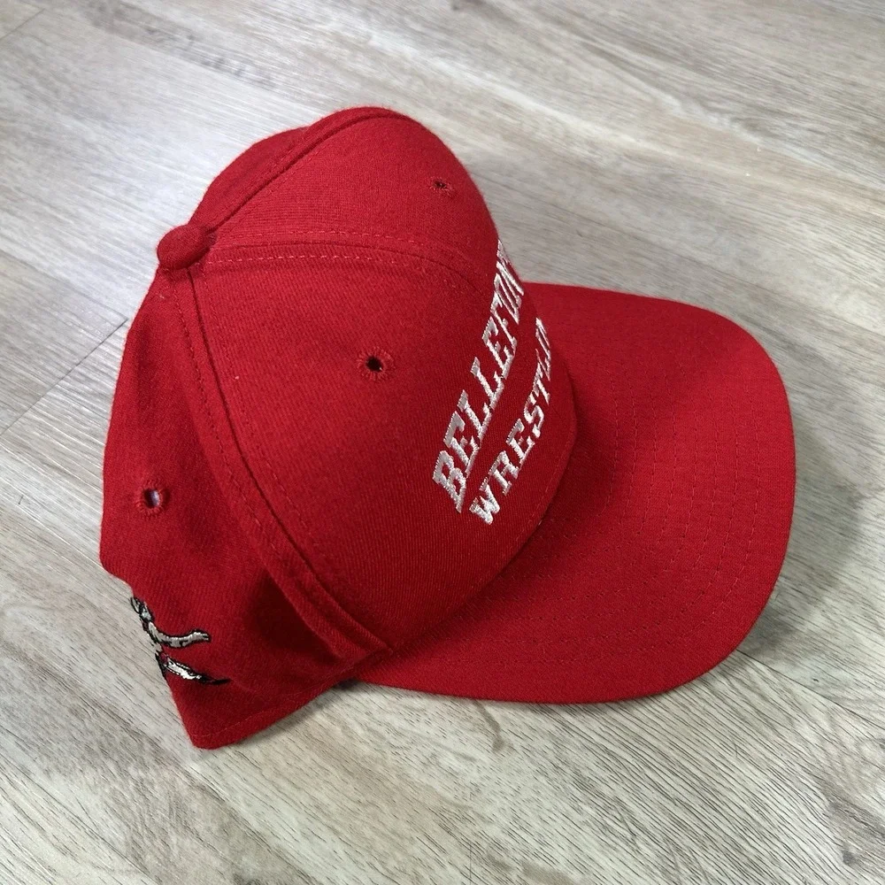 VTG New Era Bellefonte Wrestling Snapback Hat Red Wool Cap Made in USA